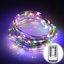 Водонепроницаемый 8 режимов серебряная проволока батарейка 20 м 200 светодиодный s светодиодная гирлянда сказочные огни беспроводной пульт дистанционного управления