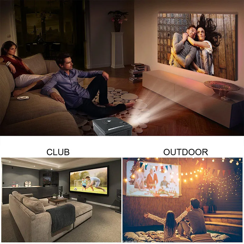 

HD 1080P Projector HDMI USB VGA AV Audio Out For Mobile Phone Home Outdoor Gaming LSMK99
