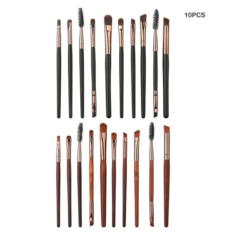 

10pcs/set Wood Handle Cosmetic Brush Log Soft Brush Eye Beauty Brush Tools 2colors available Professional Beauty Tools