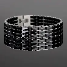 Модные браслеты 316L из титановой стали, черные звенья цепи, керамические браслеты для мужчин, длина 19,5 см, длина 16,5 см
