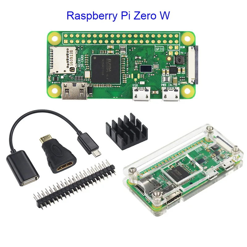 Raspberry Pi Zero W или Raspberry Pi Zero 1,3 стартовый комплект+ акриловый чехол+ GPIO Header+ теплоотвод 1 ГГц cpu 512Mb ram RPI 0/W - Комплект: Комплект 2