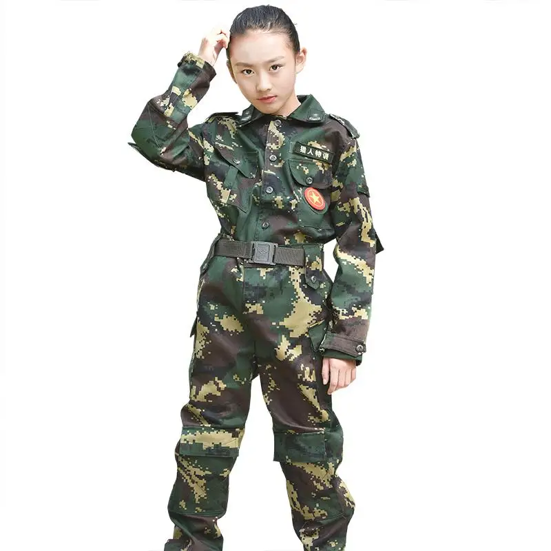 2pcs Children Teenager Boys Girls Special Forces Camouflage Military Uniform Training Tactical Costumes Desert Combat Army Suit - Цвет: Sets D