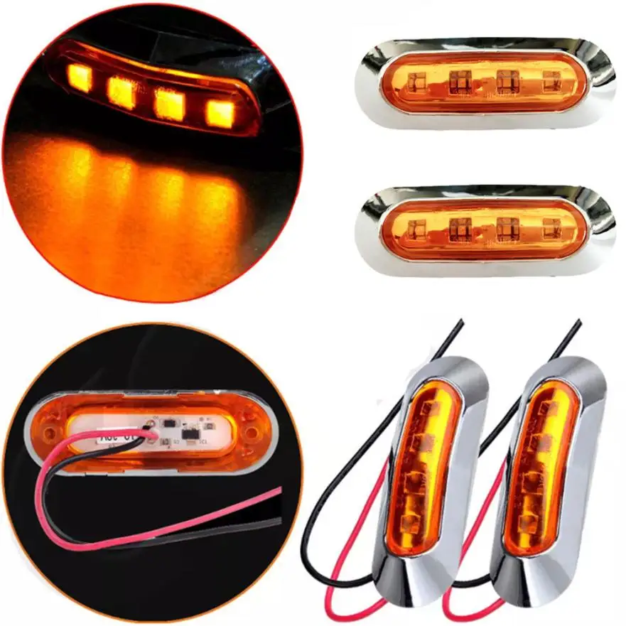 

Car Styling Car Accessories 2 PCS LED 12V 24V Amber/Red 4-LED Side Marker Tail Light Lamp Clearance Trailer Truck For bmw e46