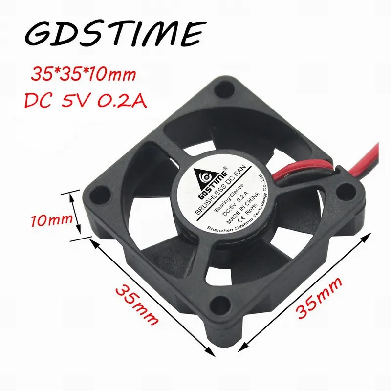 Мини вентилятор для охлаждения Gdstime 5 шт. 35 мм x 10 В 2pin 2 0 бесшумный безщеточный