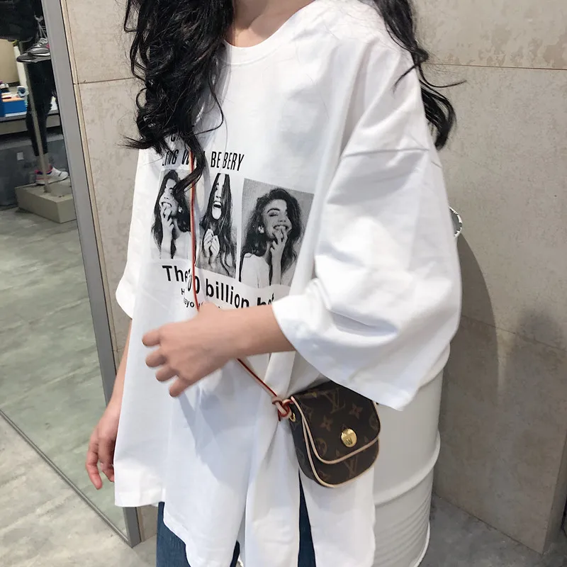 

2019 New Fashion T-shirt Cotton Women Personality Characters Print BF Wind Loose Short-sleeved Shirt Casual Female T-shirt Trend