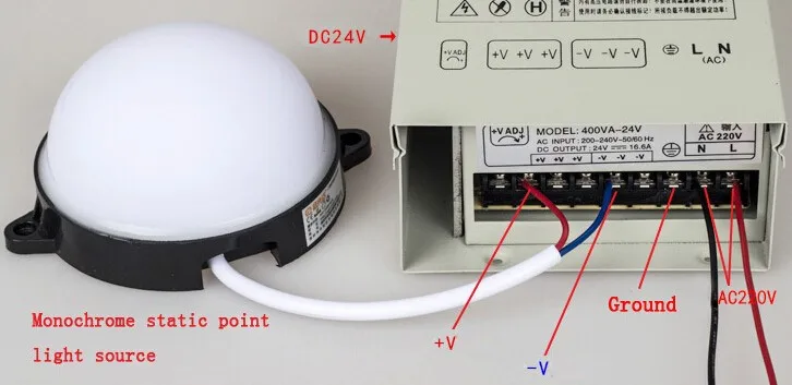 Цвет Фул DC24v светодиодный точечный источник света Цвет меняется наружные водонепроницаемые 100 Диаметр светодиода полный Цвет модуль светодиодная точечная лампа