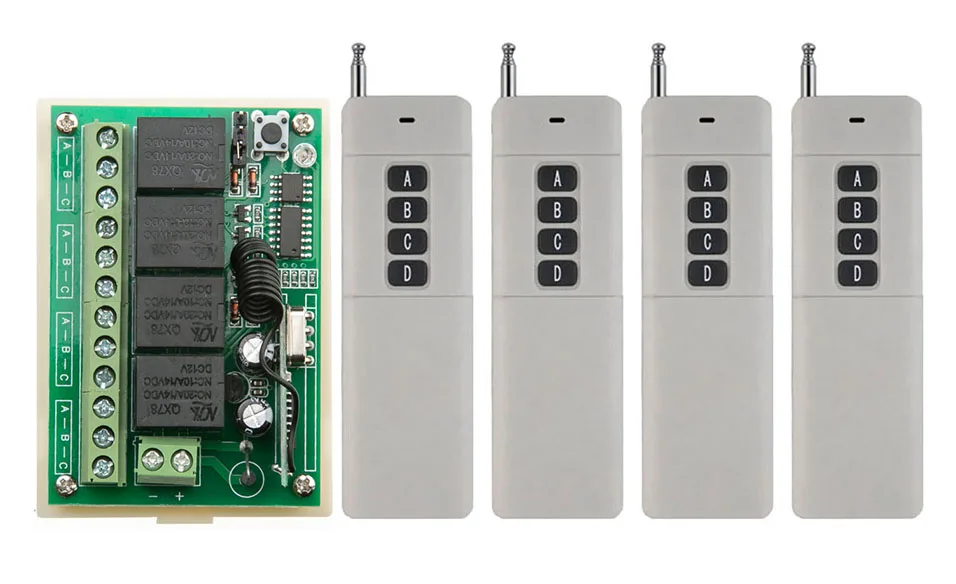 DC 12 V 10A 4CH RF беспроводной пульт дистанционного управления реле света/лампы/окна/гаражные двери жалюзи проекционный экран