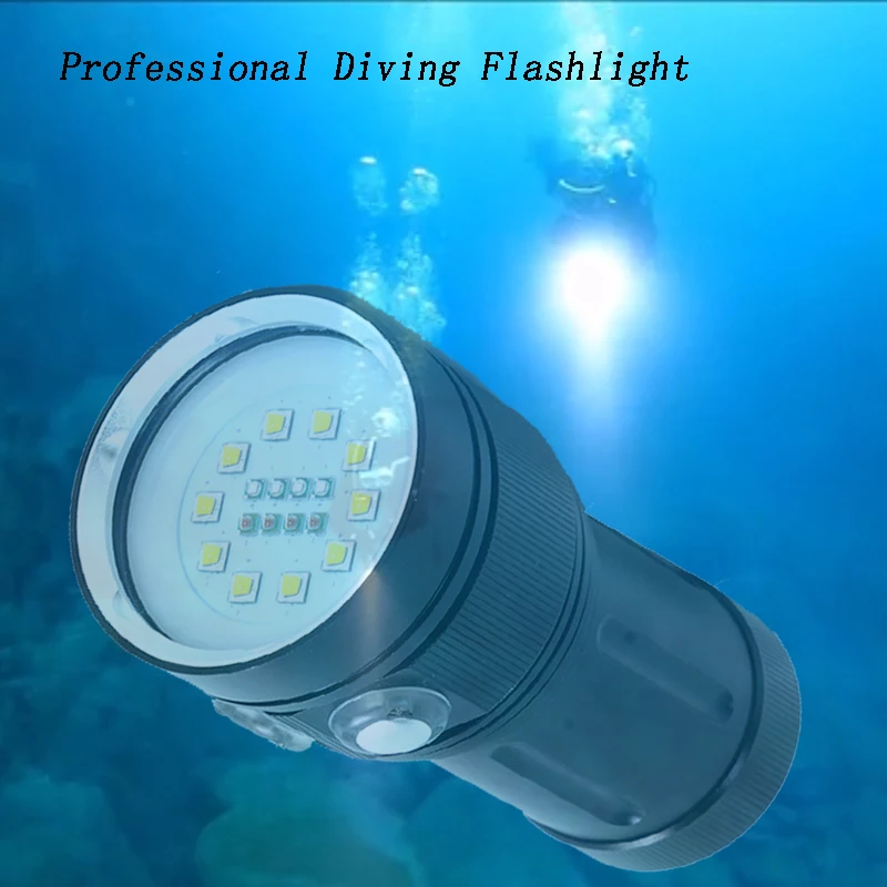 

Z20 L2 LED High Quality Professional Diving Flashlight White Red UV Light LED Torch Underwater Video Lamp Diving Light lighting