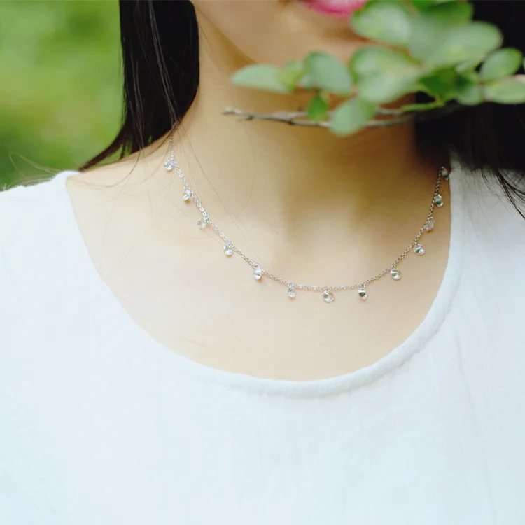 

925 Sterling Silver Round zircon Necklaces & Pendants For Women Fashion Lady Festival Gift Sterling-silver-jewelry