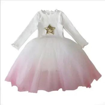 

Baby Girls Cotton Star Mesh Dresses Long Sleeve, 2018 Princess Baby Kids Cute Candy Clothing 6 pcs/lot,Wholesale Free Shipping