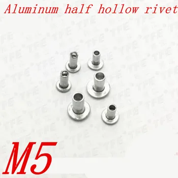 

200PCS M5*6/8/10/12/16/20/25/30/35/40 Aluminum Flat Round Head Half Hollow Shank Rivet Aluminum Rivet