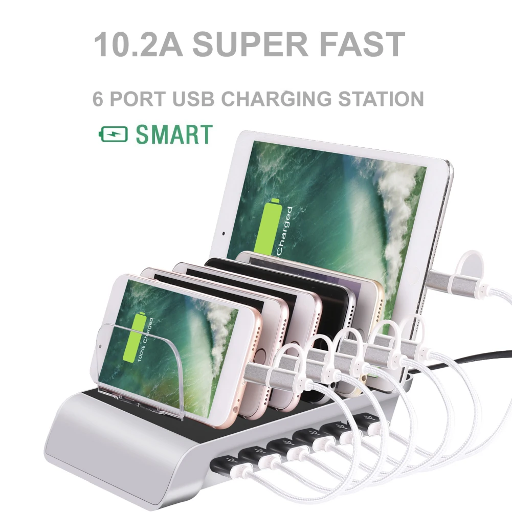 

6 Ports USB multi fast Charger for iphonex/xr/xs/7/8/6/6s/se huawei p20/mate 20 pro lite Mobile Phone Travel Charging stand dock
