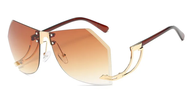 Женские нестандартные безрамные солнцезащитные очки градиентные линзы UV400 Модные очки 45360 - Цвет линз: C2 tea