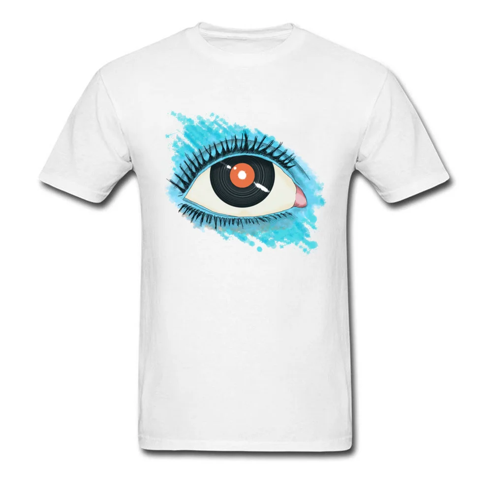 Musical vision eye illustration with vinyl record for pupil_white