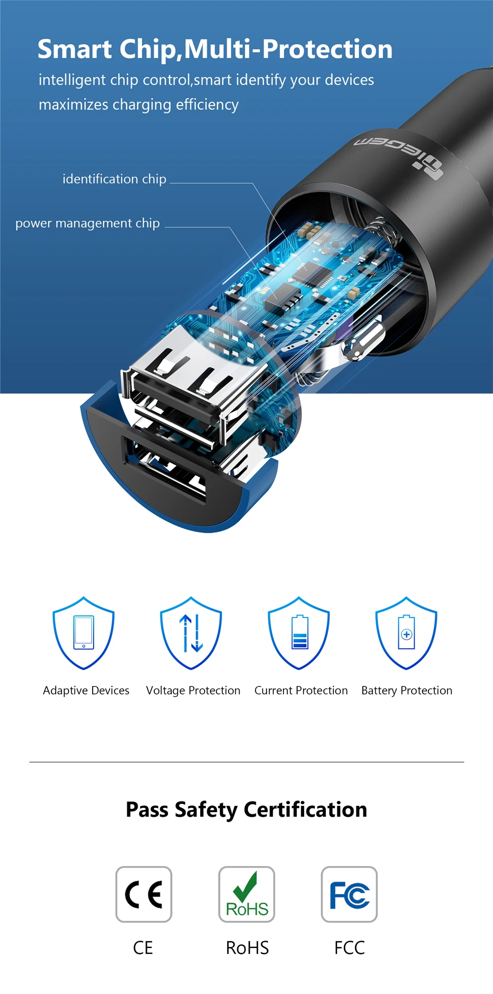 Tiegem двойное USB Автомобильное зарядное устройство 3.1A металлическое автомобильное зарядное устройство для мобильного телефона автомобильное USB зарядное устройство автоматическая зарядка 2 порта для samsung iPhone адаптер