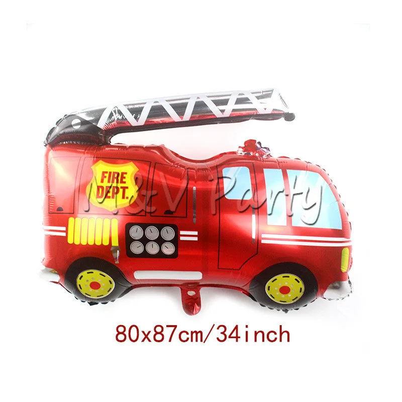 M&V Creative Cartoon Cars Theme Birthday Party Disposable Tableware Set Plate Cup Napinks Baby Shower Party Supplies Decorations - Цвет: Fire Truck