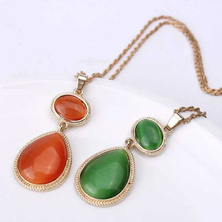 

Witches Of East End Pendant Necklaces 2017 New Fashion Hyperbol Cat-eye Stone Snake Chain Necklace Long Necklace 2Colors