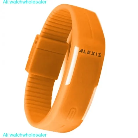 DW447J Rectangular Orange Watchcase Silicone Orange Band Men Women Digital Watch