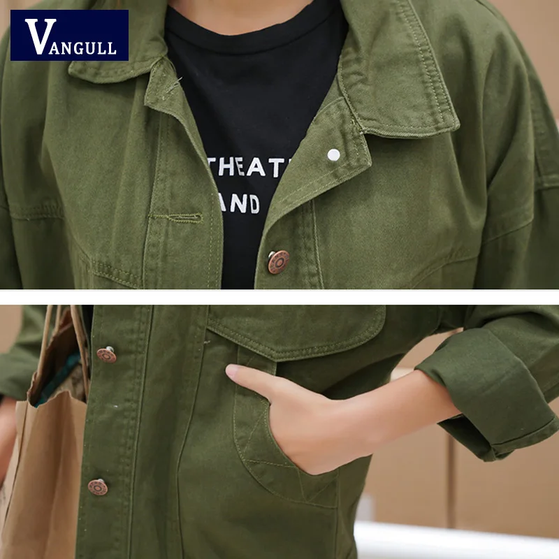 Women Denim Army Green Bomber Jacket 2018 Fashion Ladies Spring Autumn Basic Loose Jackets Coats Female Casual Outwear
