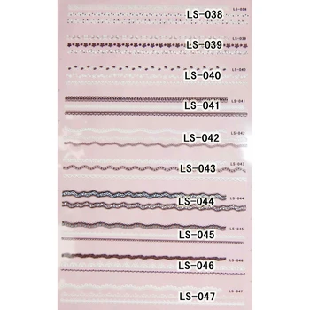 

1X LARGE SHEET (10 DESIGNS IN 1) 3D SELF ADHESIVE NAIL STICKER LONG BLACK WHITE LACE NAIL DECAL A-LS