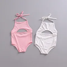 Модный летний детский купальник, однотонный комбинезон для девочек, одежда для малышей, цельный купальник