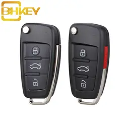 BHKEY 3 кнопки флип ключа автомобиля ключ для отбортовки крышка корпус-брелок случае ключ для Audi A2 A3 A4 A6 A6L A8 S5 q7 TT Ключа автомобиля shell