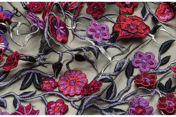 

african lace fabric embroidered tulle lace fabric with embroidered flowers, multi color flowers lace fabric for haute couture