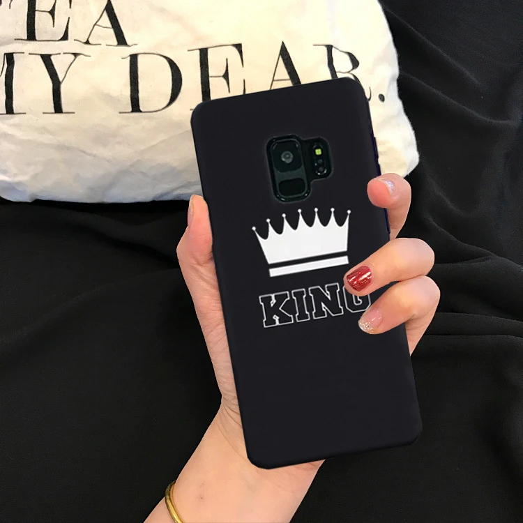 Милые пары «любящее сердце» черный, розовый чехол для samsung Galaxy S10 S8 S9 плюс S8Plus S9Plus чехол жесткий чехол из поликарбоната King queen чехол для телефона