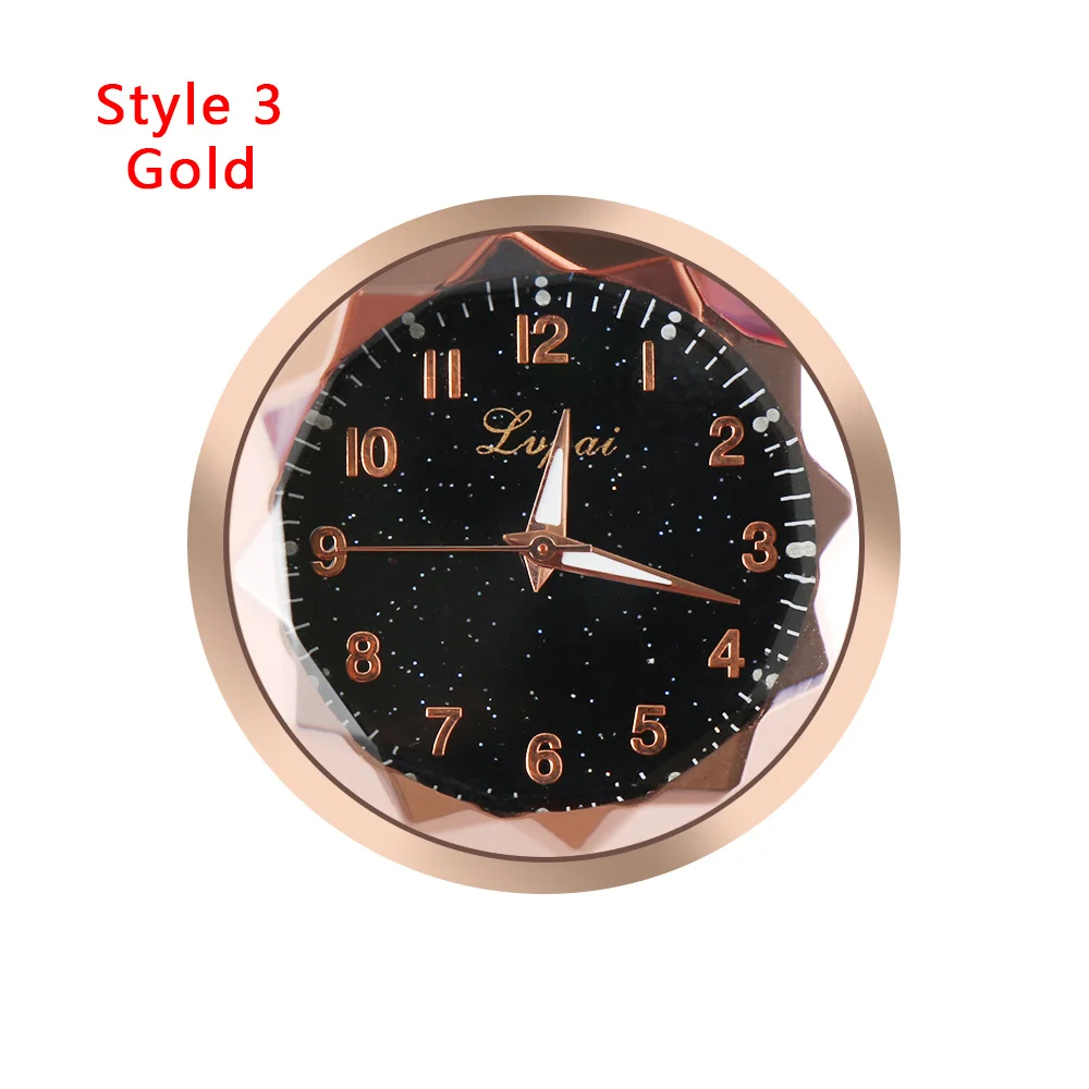 1 шт. мини-автомобильные часы с орнаментом, кварцевые аналоговые часы, авто стиль, инструмент для украшения интерьера, аксессуары - Цвет: gold 3