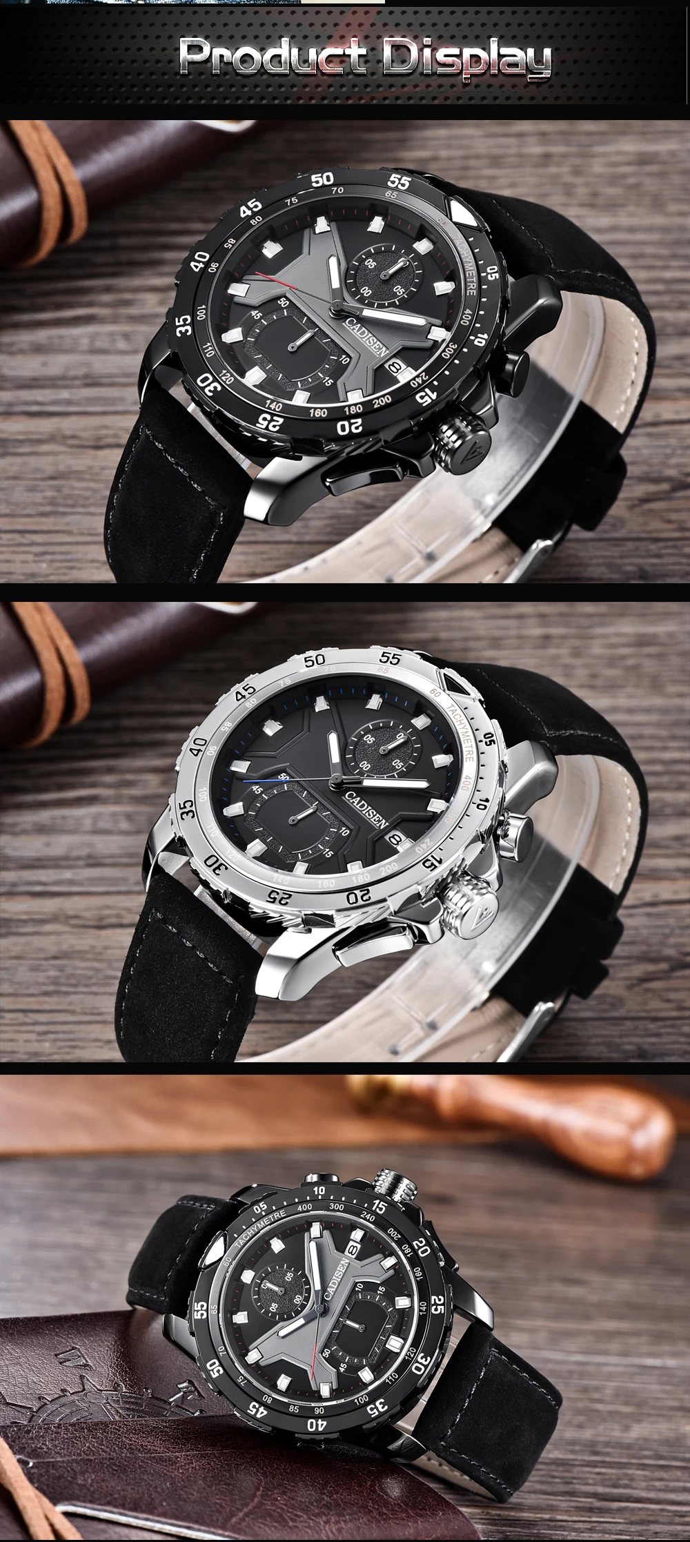 CADISEN Мужские часы Часы мужские Роскошные Топ кварцевые часы/Военные/водонепроницаемые/спортивные/часы кожа светящийся дисплей часы