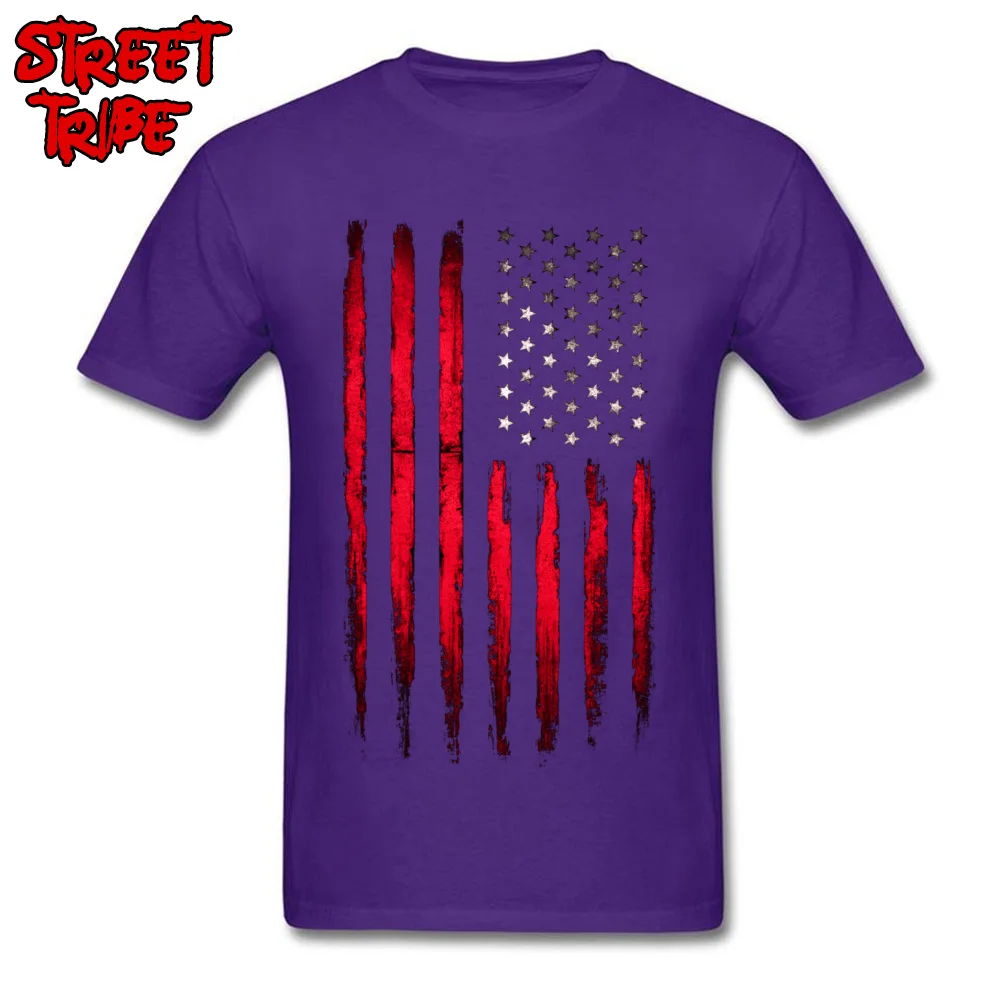 Brand New Boy T-shirts Crewneck Short Sleeve Cotton Fabric Camisa Tops Tees Custom Tops T Shirt Wholesale American stars and stripes flag Grunge purple
