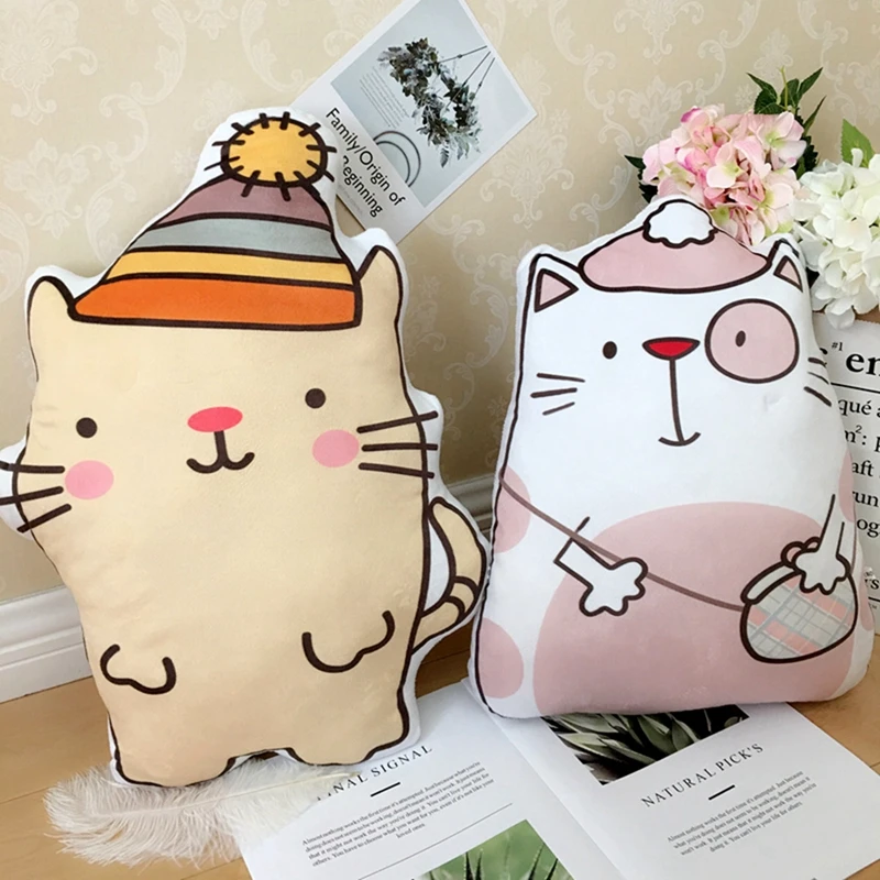 45/55cm Cute Cat Plush Pillows Soft Stuffed Cartoon Animal Sleeping Cushion Kids Bedroom Decoration Doll Toys Birthday Gifts | Игрушки и