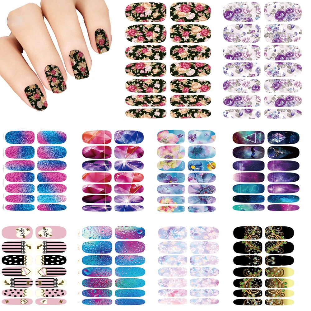 10PCS Nails Art Lot flower Mystery Galaxies Design stickers for nails