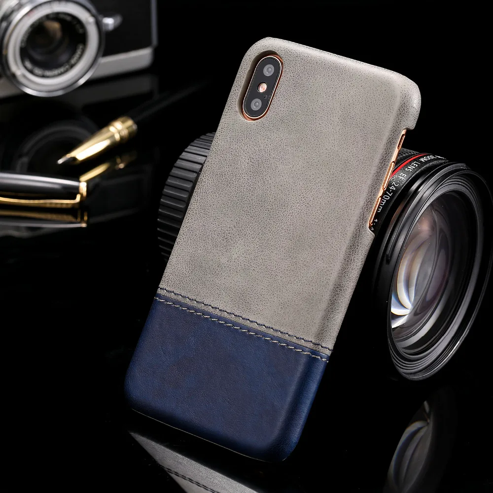 

Retro Cowhide leather Case For Apple Iphone 7 6 6s 8 Plus X Genuine Hit color Leather Phone cover for iphone X XS Case