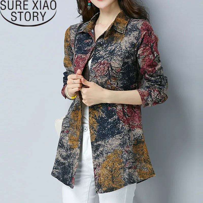 

fashion blusas mujer de moda 2019 print women blouse causal cotton female clothing long sleeve women tops shirts 2213 50