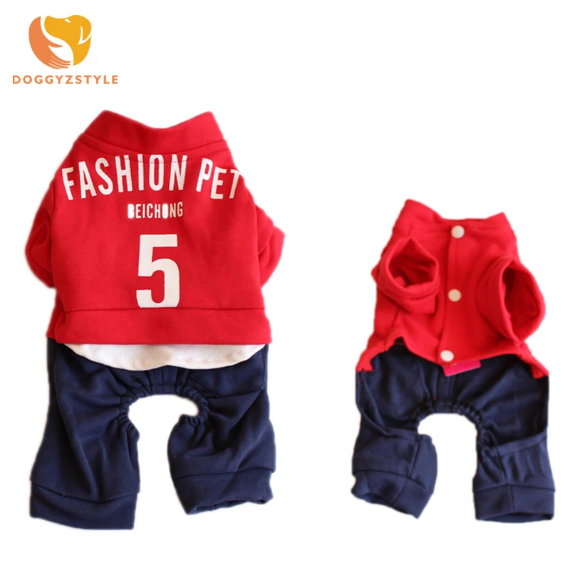 Spring Autumn Dog Jumpsuit Warm Letters Printed Pet Clothes Puppy Cat