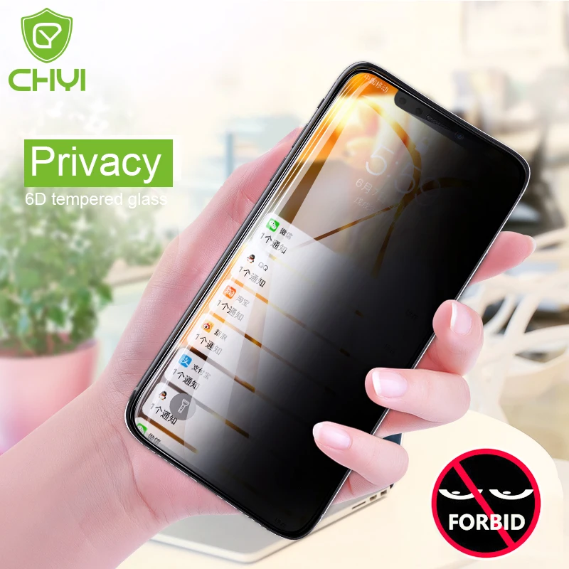 CHYI 3D изогнутое стекло конфиденциальности для iPhone XR XS Max защита экрана закаленное