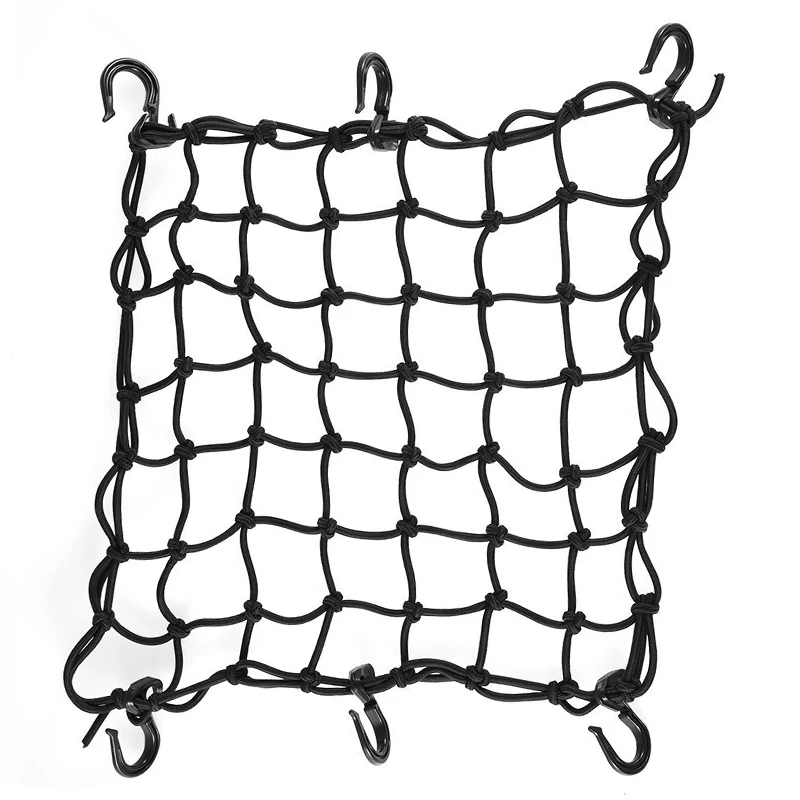 

15"x15" Cargo Net with 6 Adjustable Hook Stretch to 30"x30" Latex Bungee Material for Motorcycle