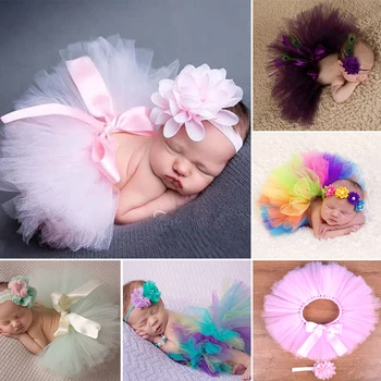 

Newborn Photography Props Infant Costume Outfit Princess Baby Tutu Skirt Headband Baby Photography Prop With Real Photo