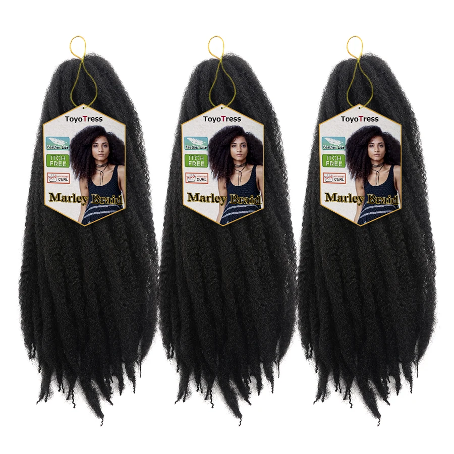 Ombre Marley Braids Synthetic Fiber Hair Extension Afro Curly Hair