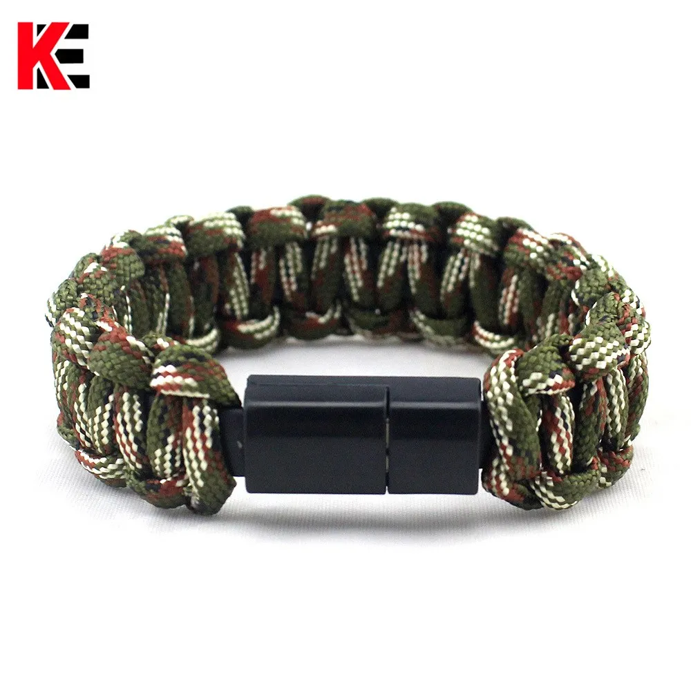 Открытый выживания paracord нейлоновый браслет стиль iPhone зарядное устройство USB