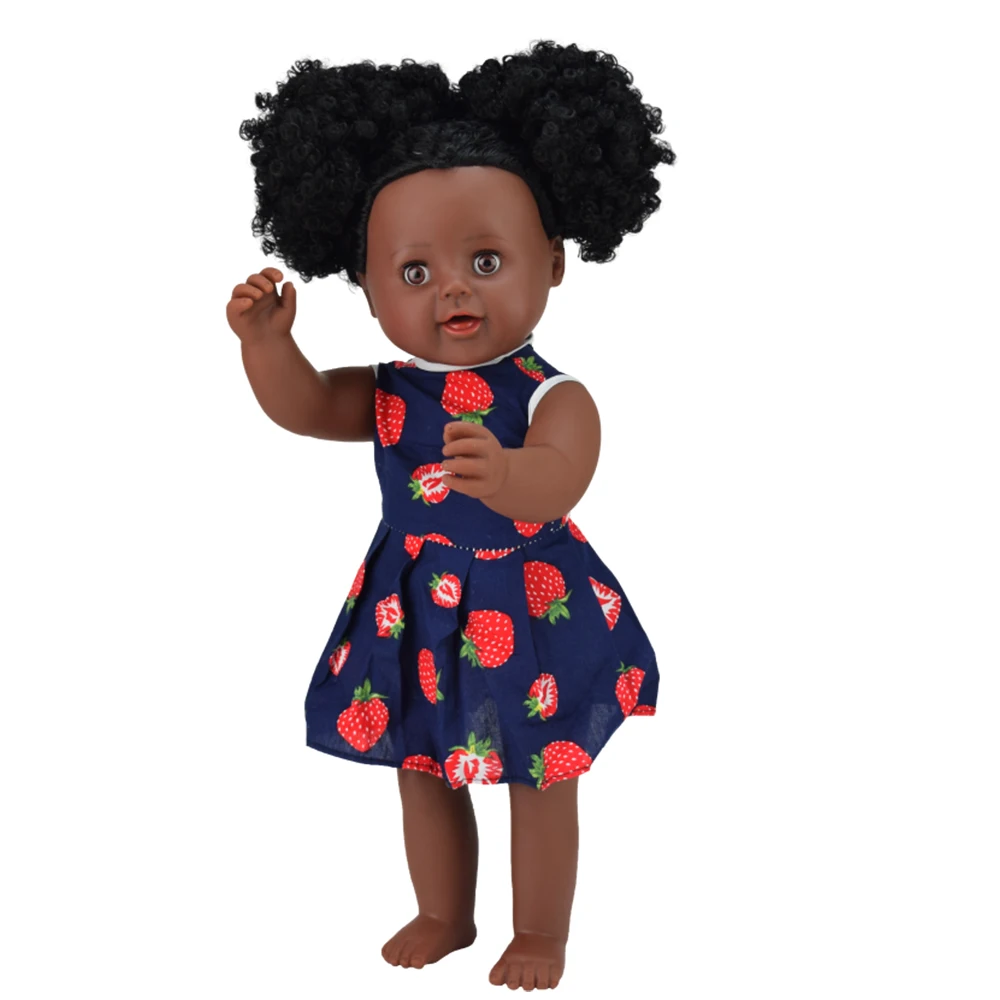 Ярд африканская мода черная кукла леди детская игрушка Мягкий силикон Reborn Baby Реалистичная виниловая кукла 17 дюймов с тканью Рождественский подарок