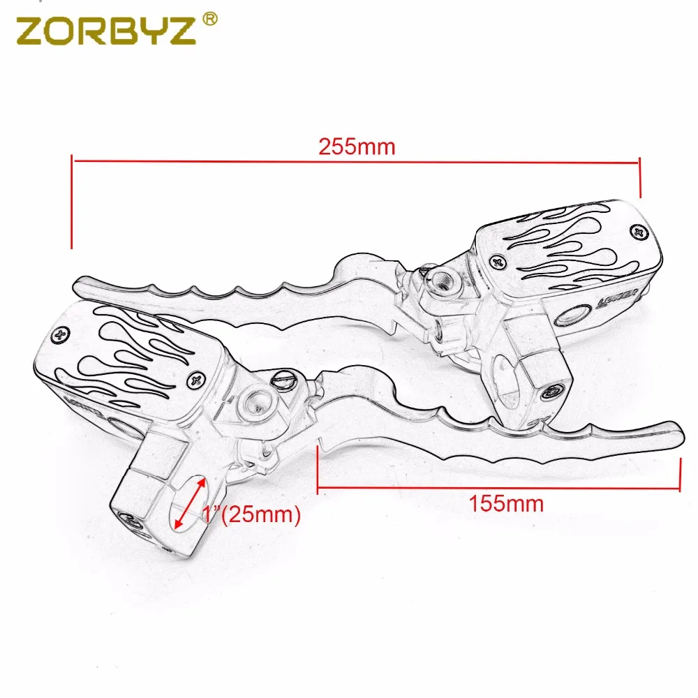 ZORBYZ мотоцикл 25 мм красные рукоятки «Огонь» Управление бачок тормозной гидравлический клатч рычаги для Harley Honda Suzuki Triumph