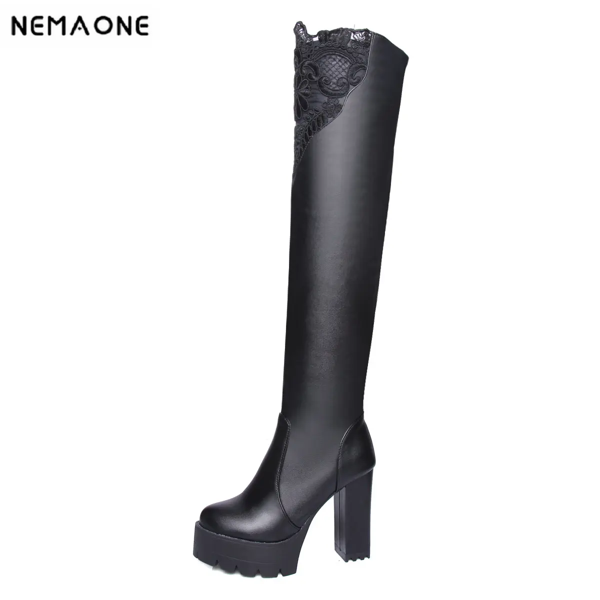 

2019 Women Spring Autumn 11.5cm Super High Heel Over The Knee Boots Elastic Band Fashion Women Party Club Shoes Black And White