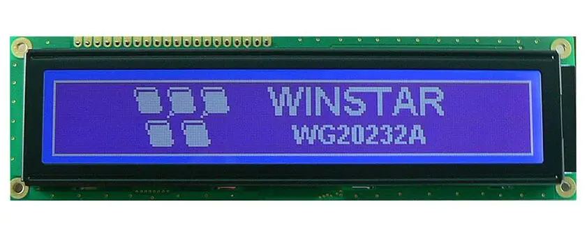 WG20232 WINSTAR LCD 5V 202x32 display module is built in with SBN1661G controller, screen blue backlight new and original WG20232 WINSTAR LCD 5V 202x32 display module is built in with SBN1661G controller, screen blue backlight new and original