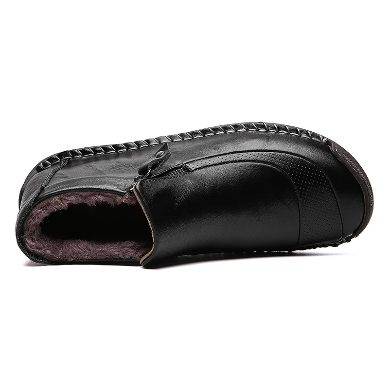 Новые зимние Мужские зимние сапоги высокое качество кожаные плюшевые Мужские ботильоны Обувь на теплом меху Для мужчин сапоги осень Мужская обувь повседневная обувь большой Размеры