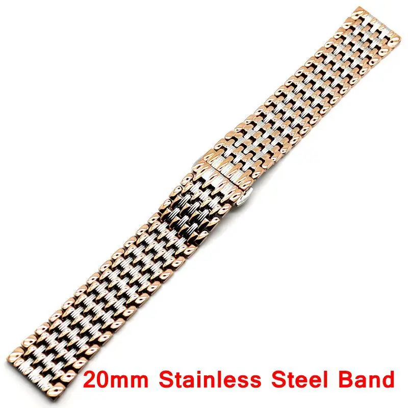 

20mm Watch Strap Band Silver Rose Golden Stainless Steel Bracelet for Hours GD015620