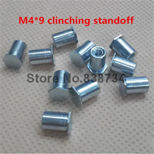 100pcs m4*9 steel with zinc coated self clinching standoff blind thread
