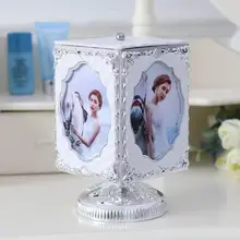 Creative Rotation Frame Music Box Silver Color Photo Versatile Interchangeable Music Box Storage Jewelry Box L30