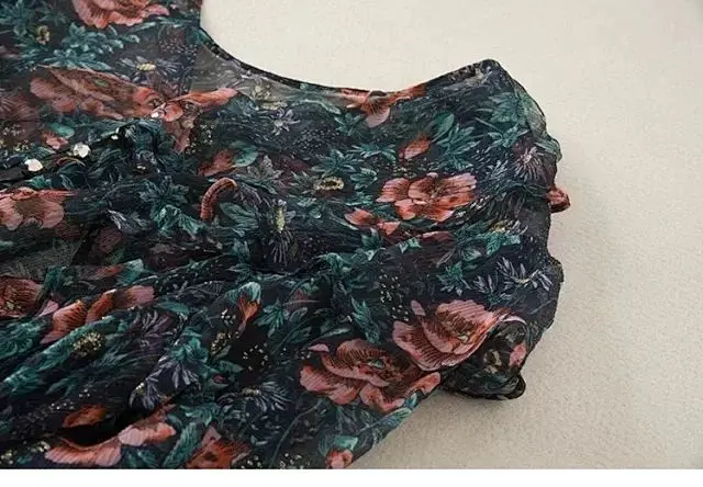 Женская рубашка в стиле бохо с v-образным вырезом, Шелковый принт, рукав-бабочка, Женские топы и блузки, женские топы и блузки